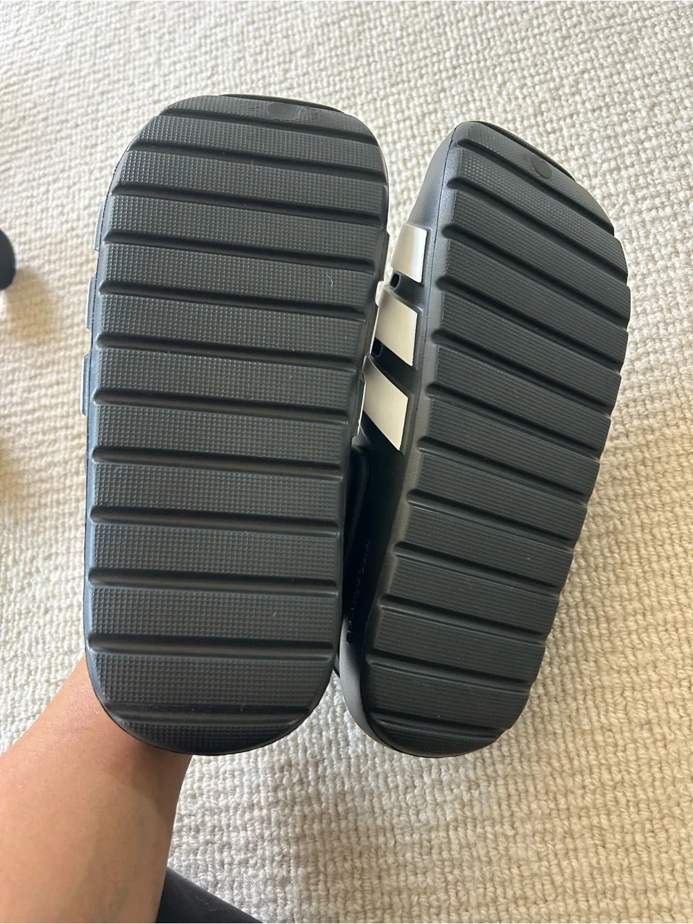 adidas young Kids Black Water Clogs with White Stripes